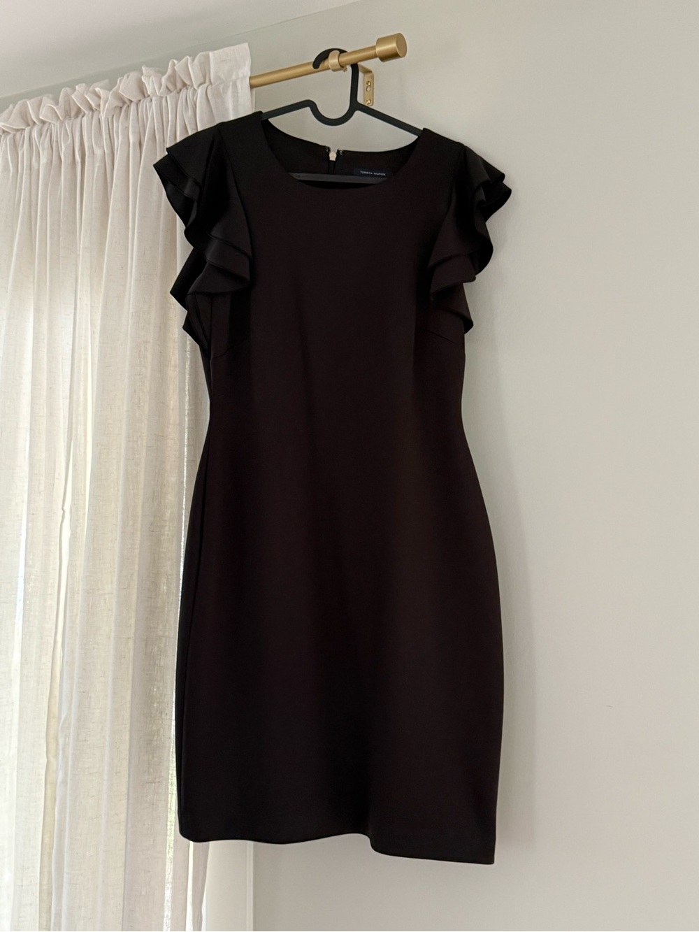 Tommy Hilfiger Black Ruffle Sleeve Midi Dress